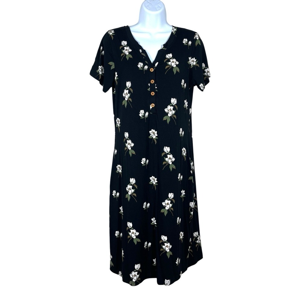 Kyte Women's Henley Lounge Dress Size XS Midnight Magnolia Buttery Soft Bamboo